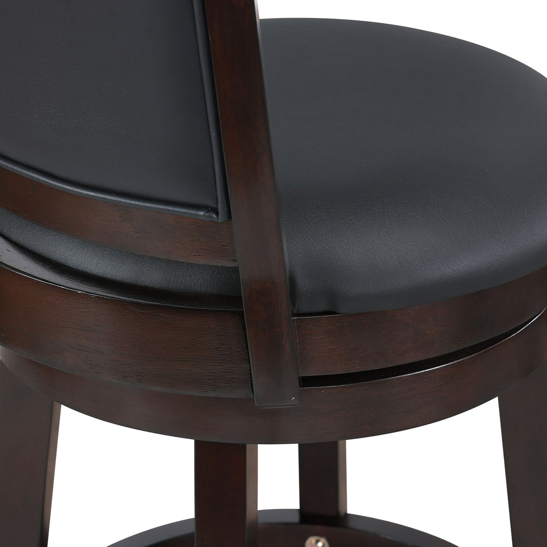 Bristol 24" Counter Stool W/black Pu Cushions-Dk. Brown