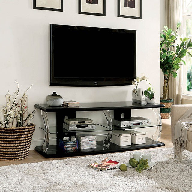 Ernst 60" Tv Stand, Black/Clear - view 2