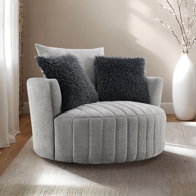 Hoople Channel Tufted Swivel Chair, Light Gray - view 8