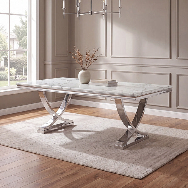 Wadenstil Dining Table, White/Chrome - view 4
