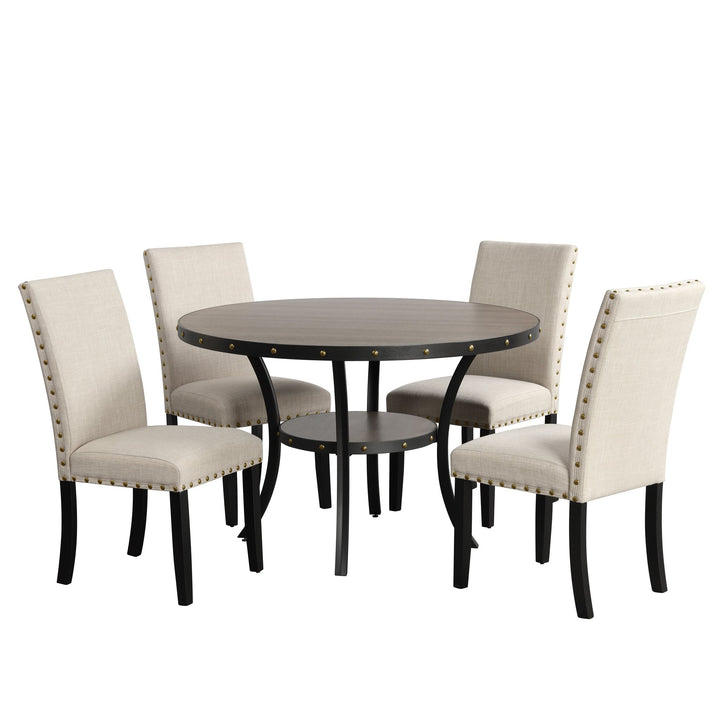 Crispin 48" Round Dining Table-Gray