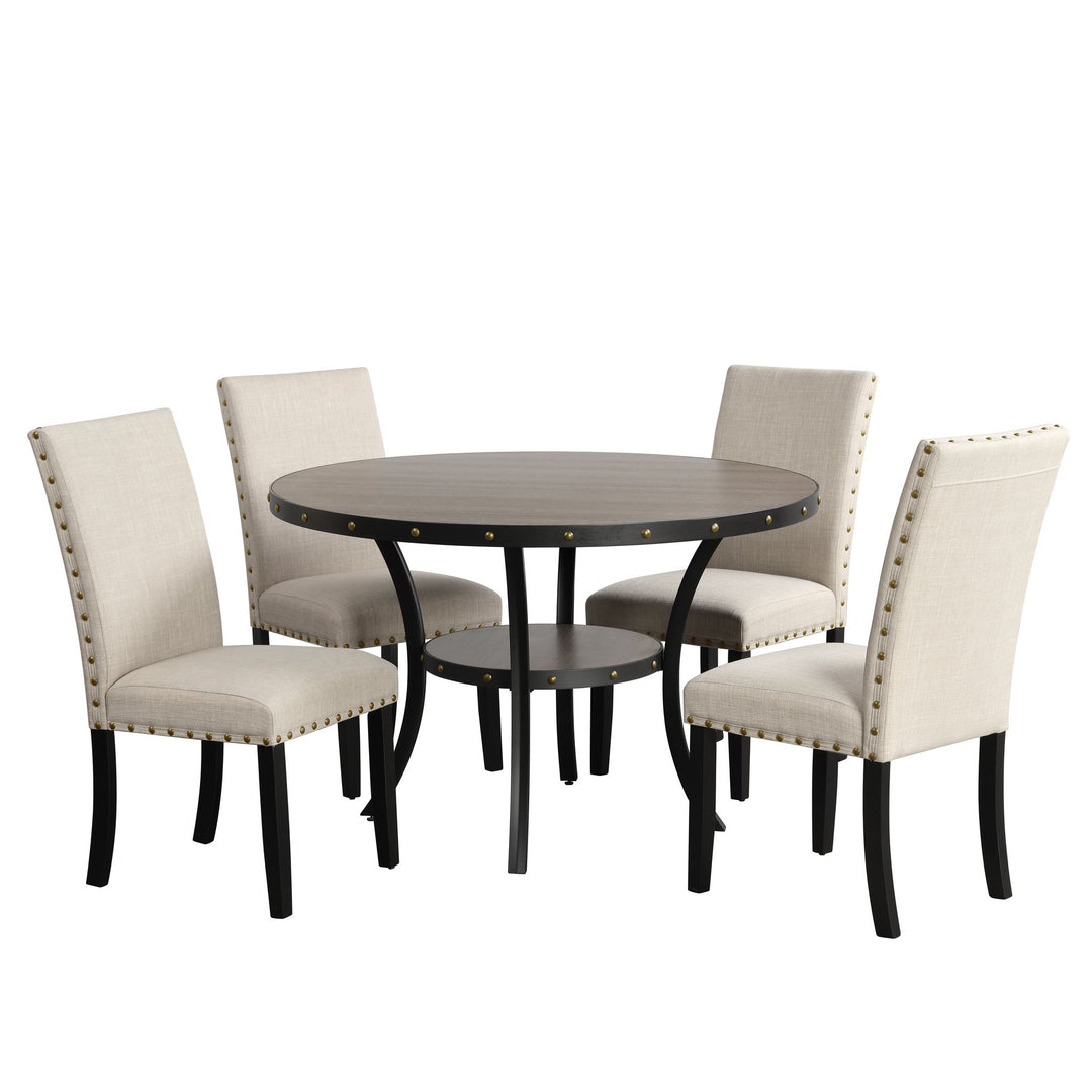 Crispin 48" Round Dining Table-Gray