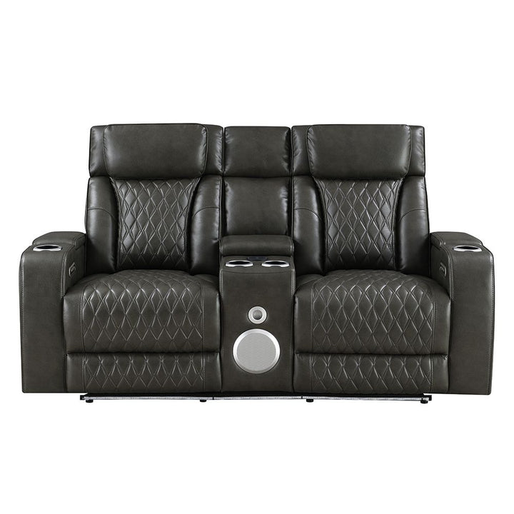 Taddeo Power Motion Loveseat w/Console, Speaker, USB, Wireless Charger &amp; LED – view 3