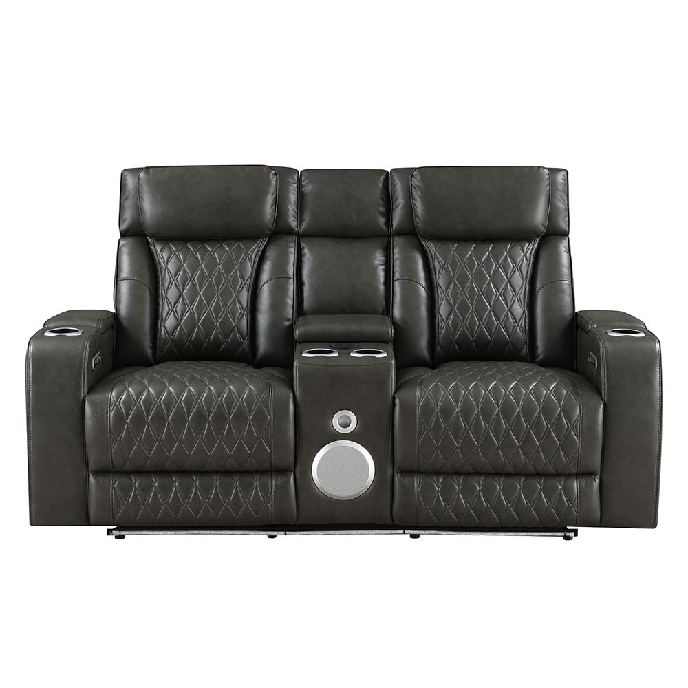 Taddeo Power Motion Loveseat w/Console, Speaker, USB, Wireless Charger & LED – view 3