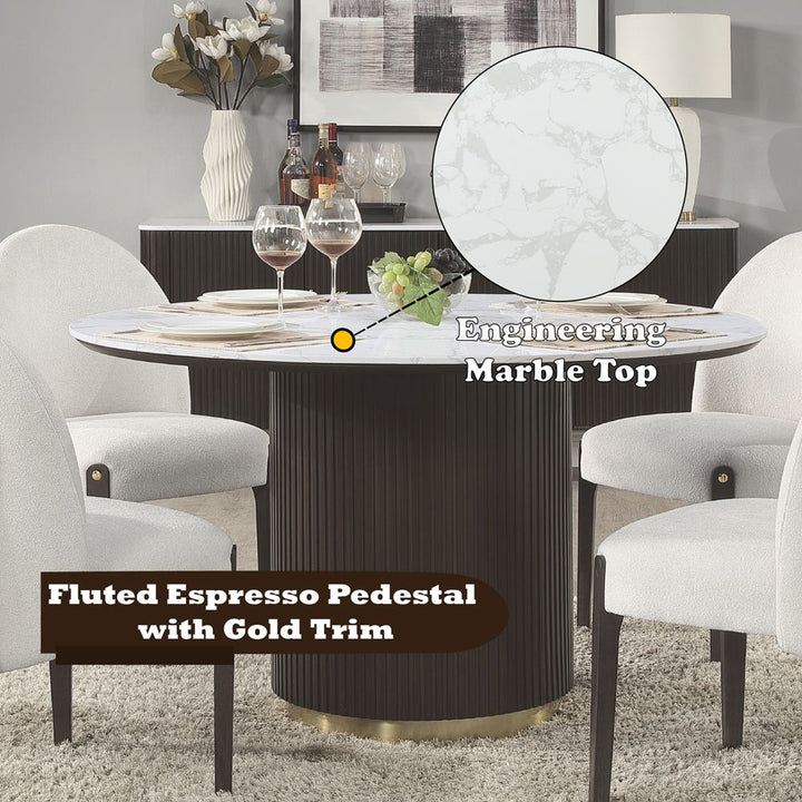 Clayten Round Dining Table w/Marble – features callout