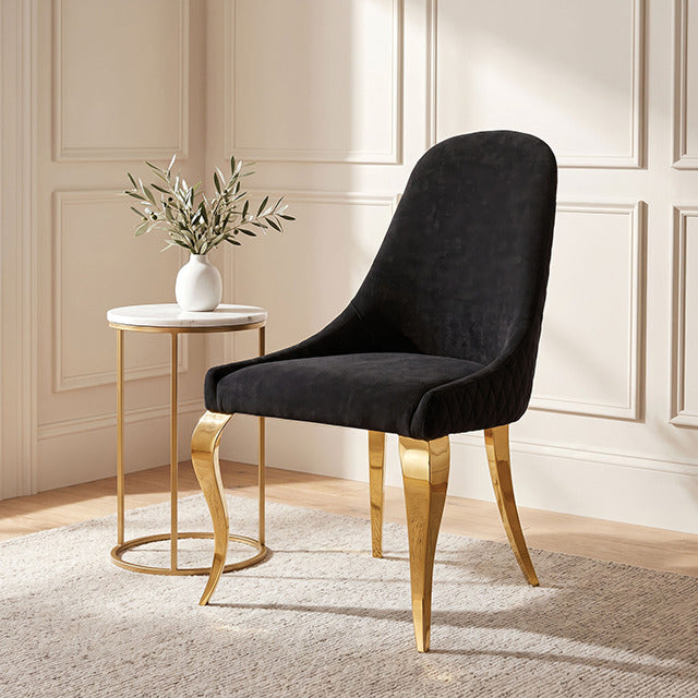 Neuveville Upholstered Side Chair, Black/Gold - view 6