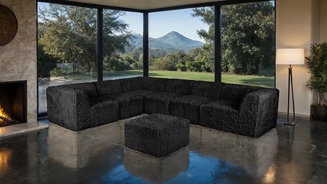 Nappi Large L-Sectional W/ Ottoman, Black - view 5