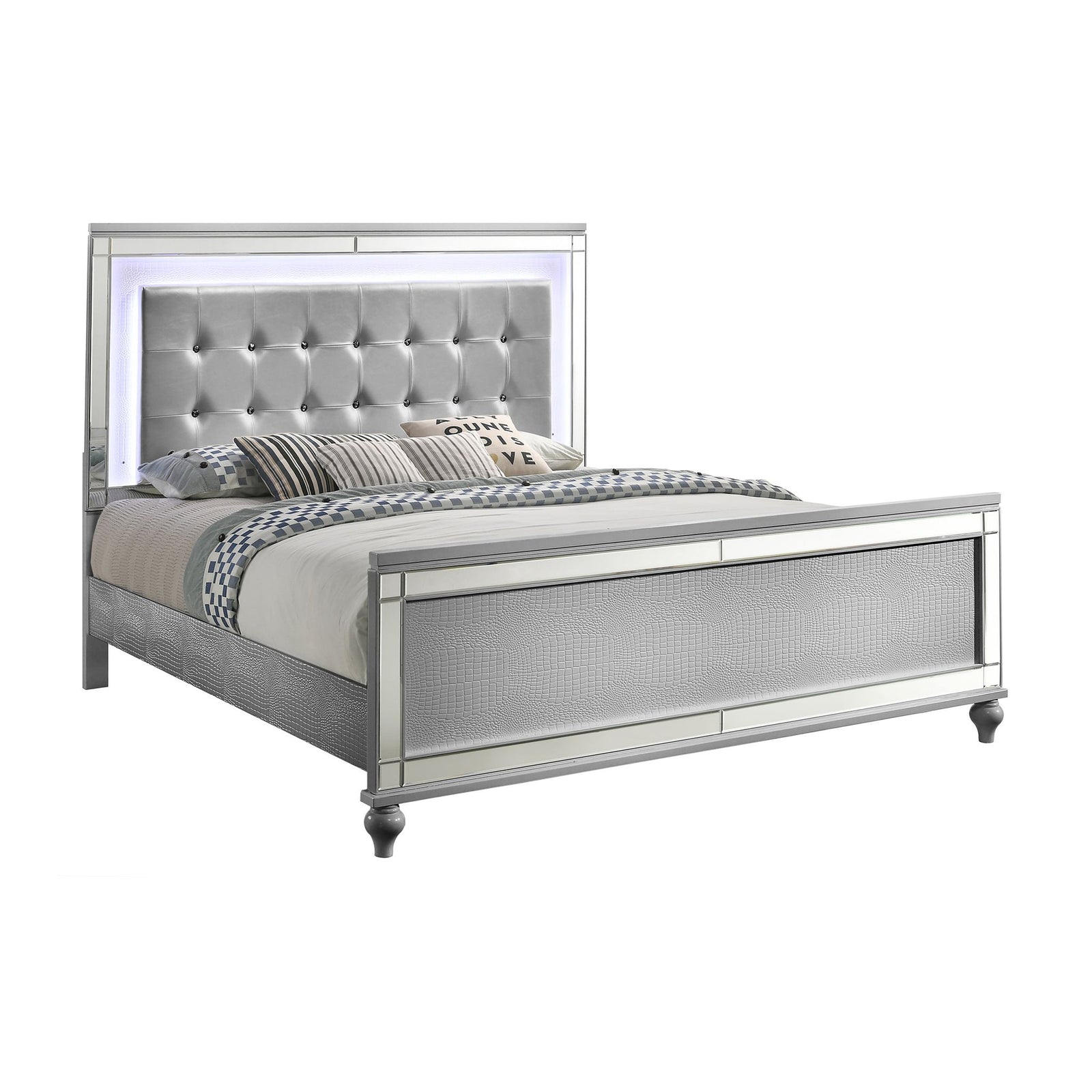 Valentino 6/6-6/0 K Lighted Headboard-Silver