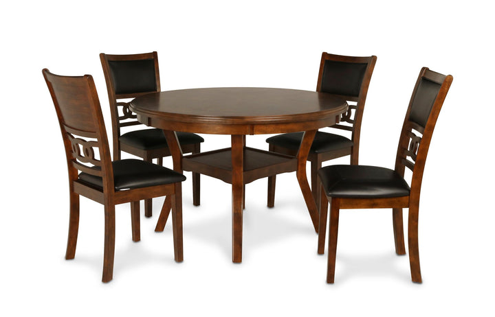 Gia 5 Pc 47" Round Dining Table &amp; 4 Chairs-Brown