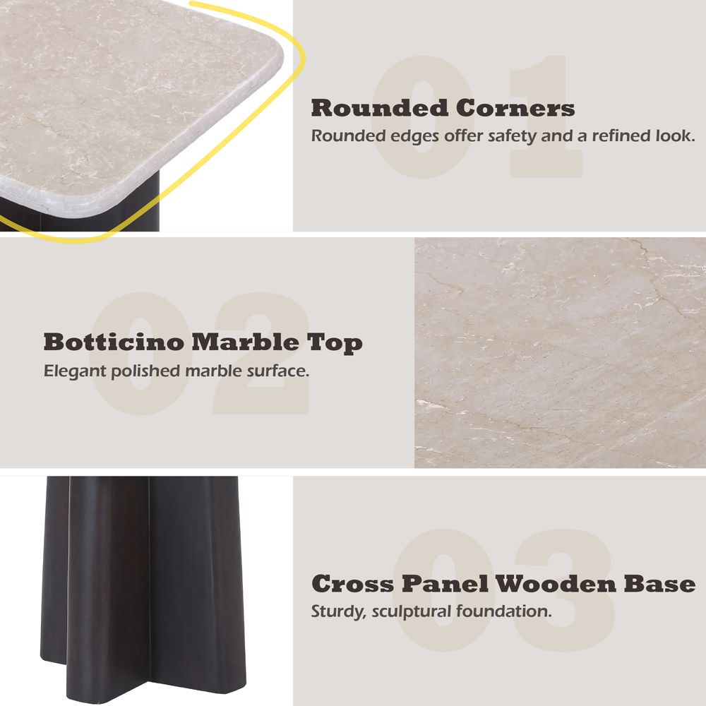Jacory End Table w/Bottocino Marble Top – features callout