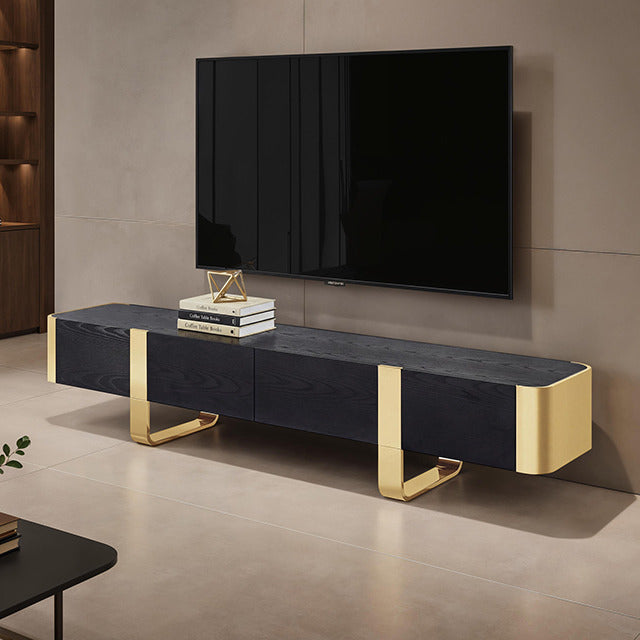 Leknes Tv Stand Black W/ Gold Frame - view 5