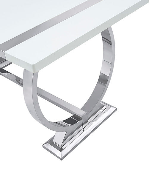 Holstebro 60" Dining Table, Silver/White
