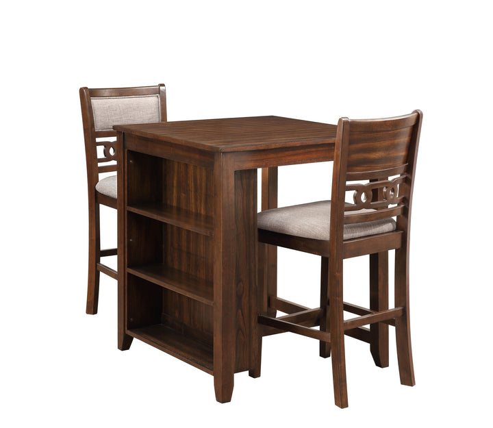 Gia 3 Pc 30" Storage Counter Table &amp; 2 Chairs-Cherry