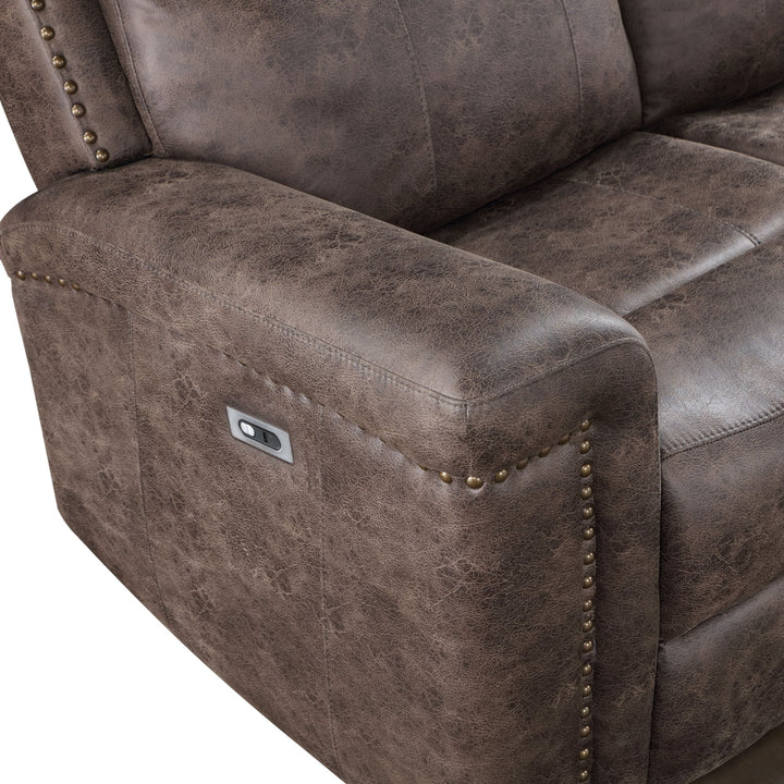 Quade Console Loveseat W/ Pwr Fr-Mocha