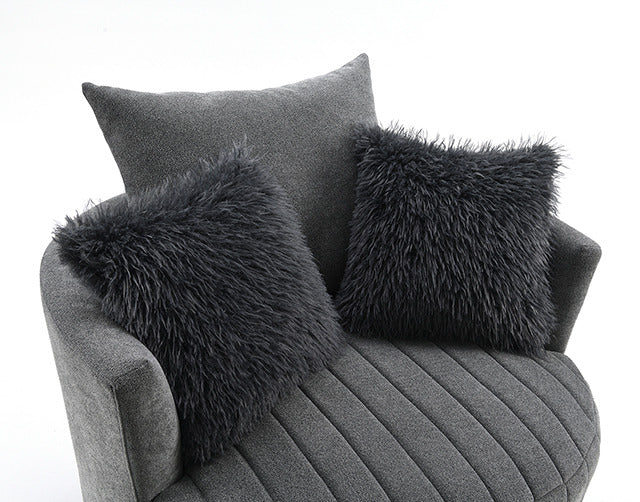 Hoople Channel Tufted Swivel Chair, Dark Gray - view 6