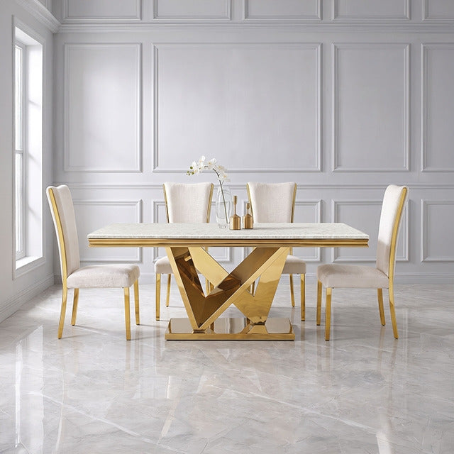 Valdevers Dining Table, Gold/White - view 5