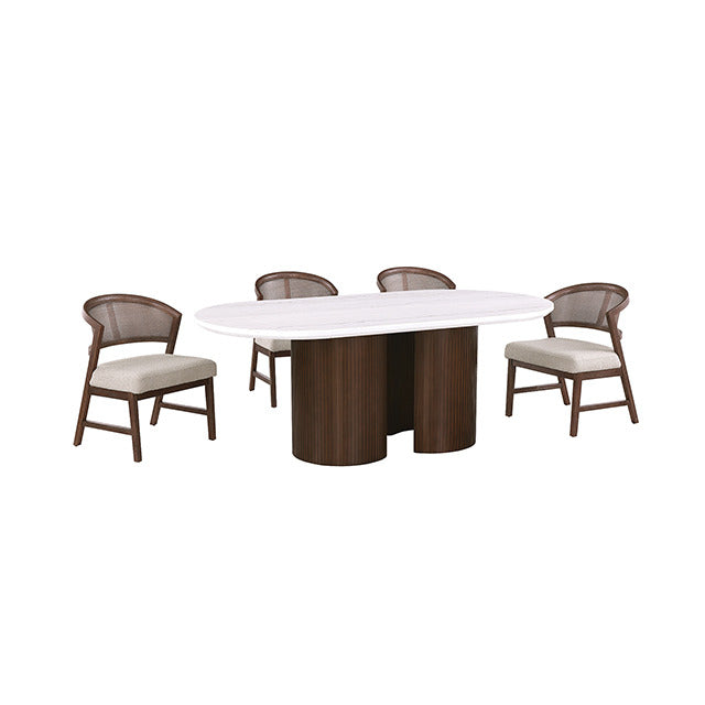 Narvik 5 Pc. Dining Table Set, White/Walnut - view 3