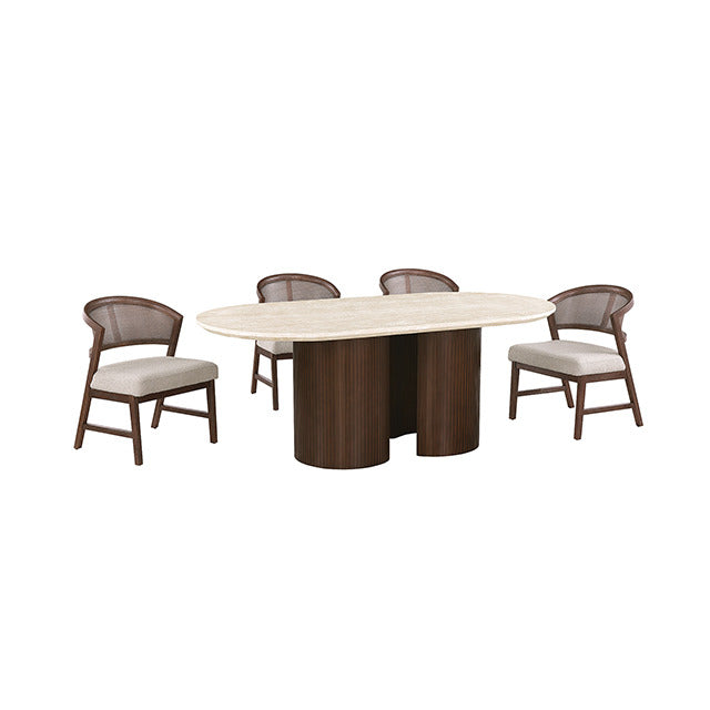 Narvik 5 Pc. Dining Table Set, Light Beige/Walnut - view 3