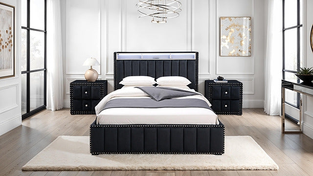 Farese Queen Bed W/ 2 Nightstands, Black - view 2
