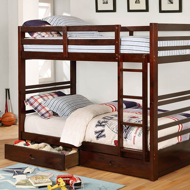 California Twin/Twin Bunk Bed, Dark Walnut