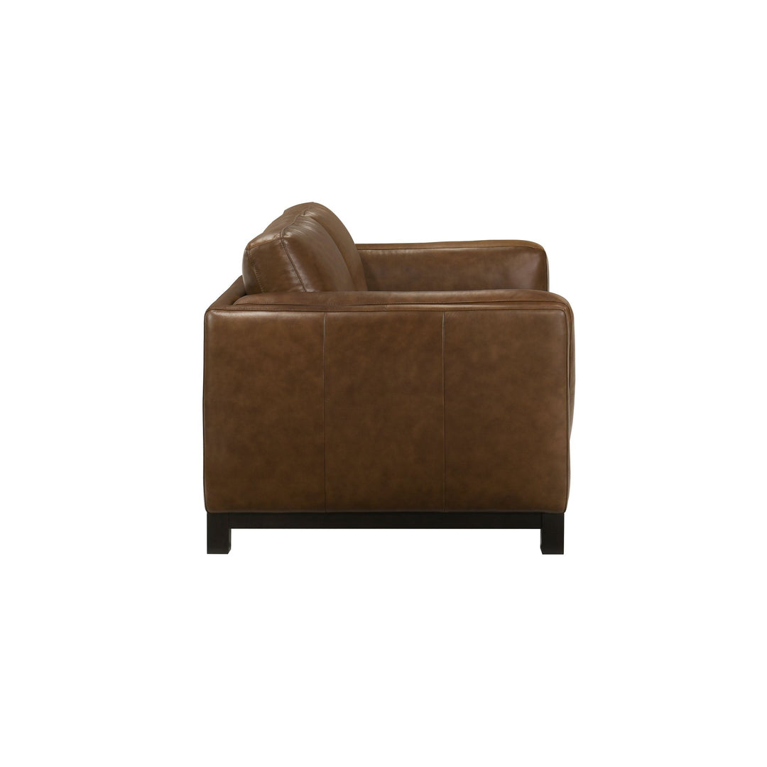 Sayer Leather Loveseat-Brown