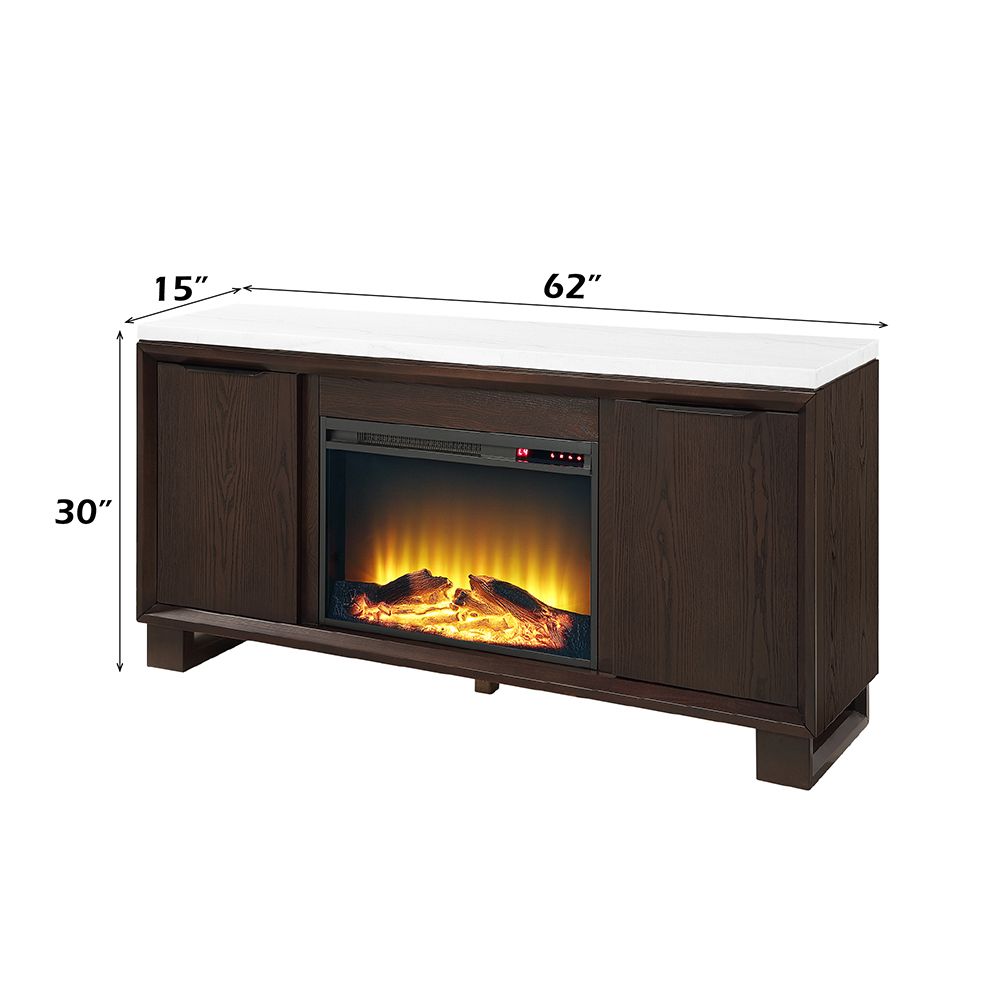 Edwyn Server w/Natural Marble Top & Fireplace – dimensions diagram