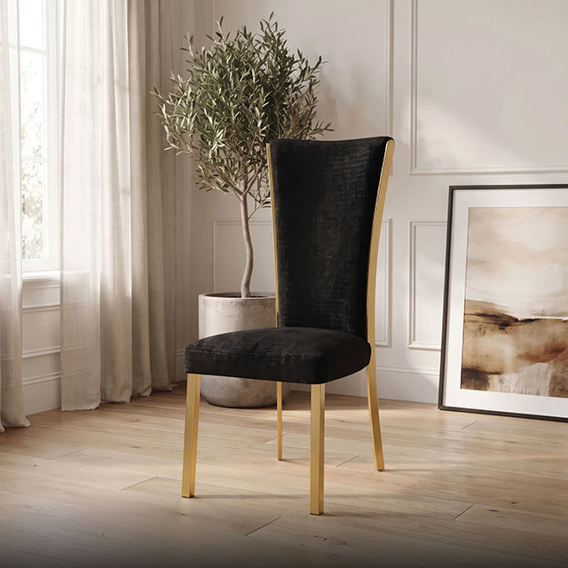 Valdevers Upholstered Side Chair, Black/Gold