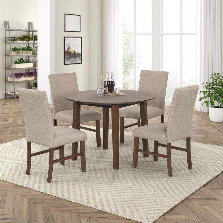 Hargrove 5 Pc 42" Round Dining Table &amp; 4 Chairs-Brown