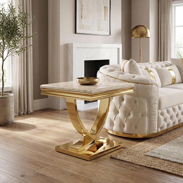 Wettingen End Table, Beige/Gold - view 4