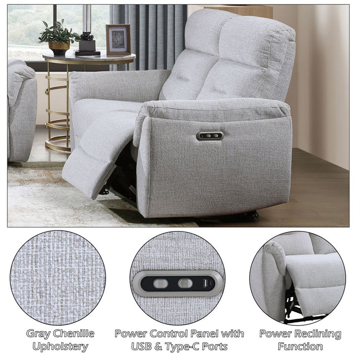 Eastre Power Motion Loveseat w/USB Port – features callout