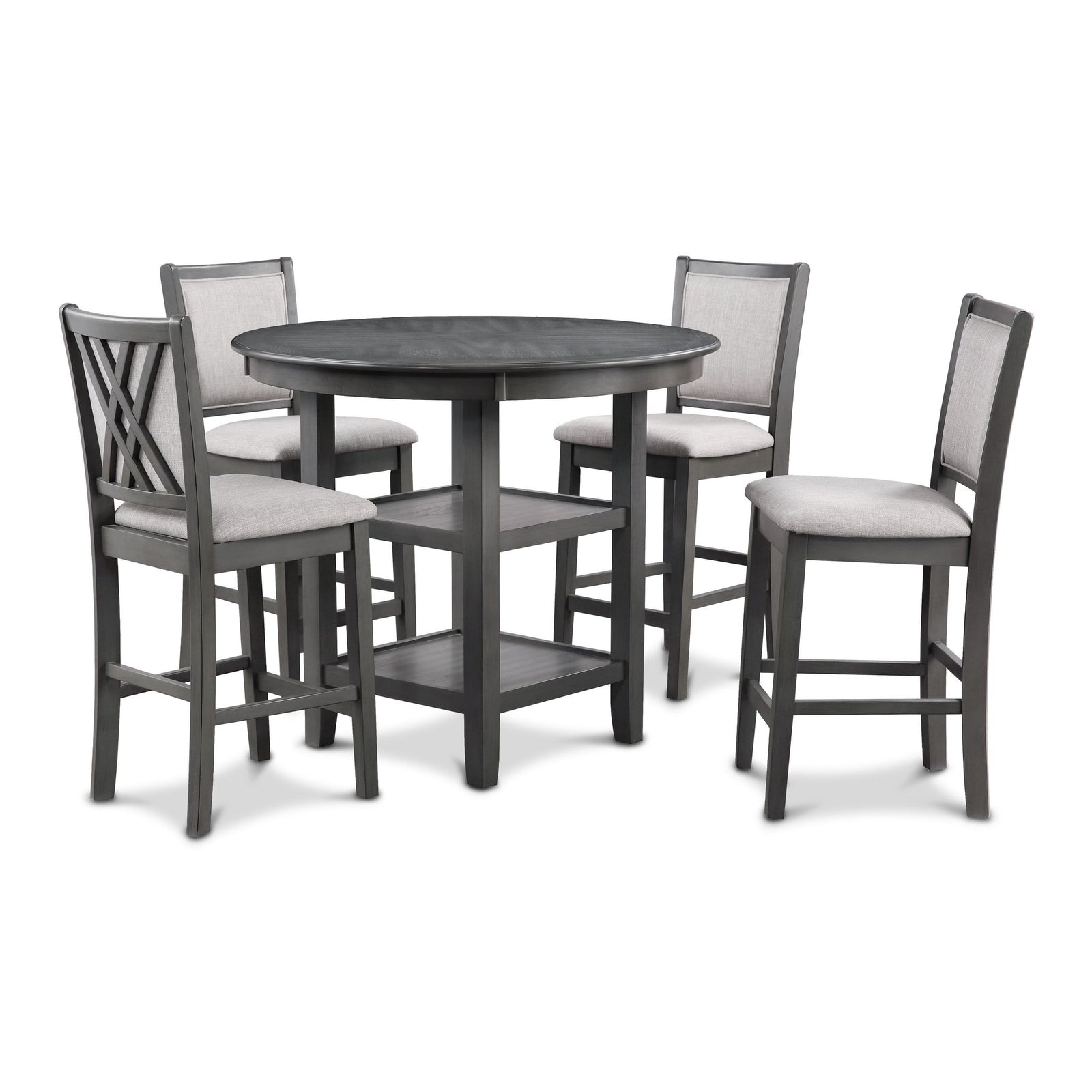 Amy 5 Pc 42" Round Counter Dining Set-Gray