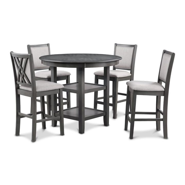 Amy 5 Pc 42" Round Counter Dining Set-Gray
