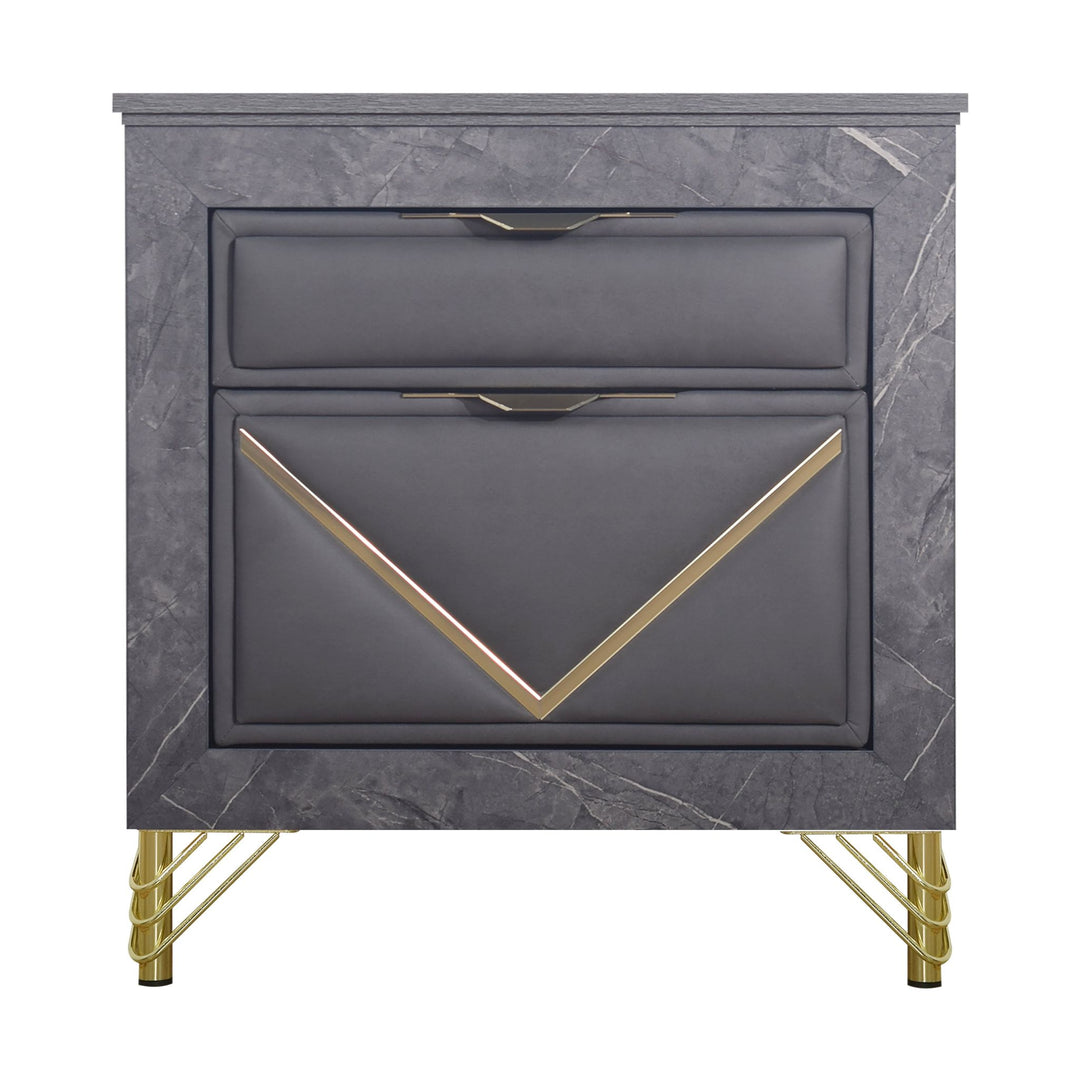 Symmetry 2 Drawer Nightstand-Charcoal