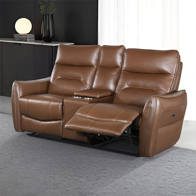 Terentius Power Loveseat, Caramel Brown