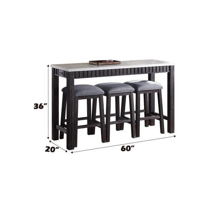Necalli 4PC Pack Counter Height Table Set – dimensions diagram