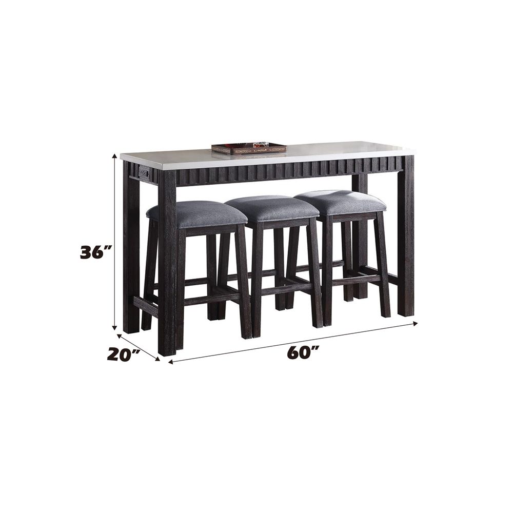 Necalli 4PC Pack Counter Height Table Set – dimensions diagram