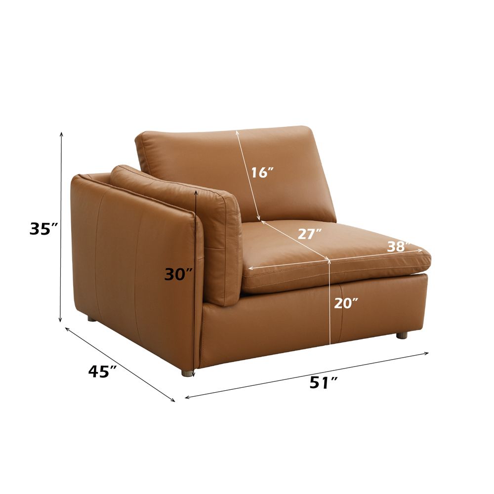 Brighton Modular Left Facing Arm Chair – dimensions diagram