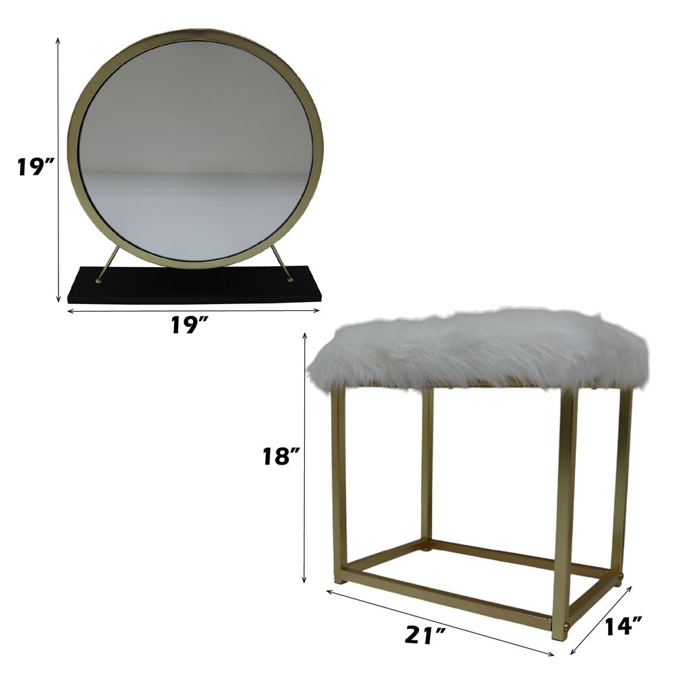 Adao Vanity Mirror & Stool – dimensions diagram