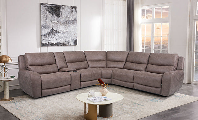 Demetrius Power Sectional, Slate Brown - view 3