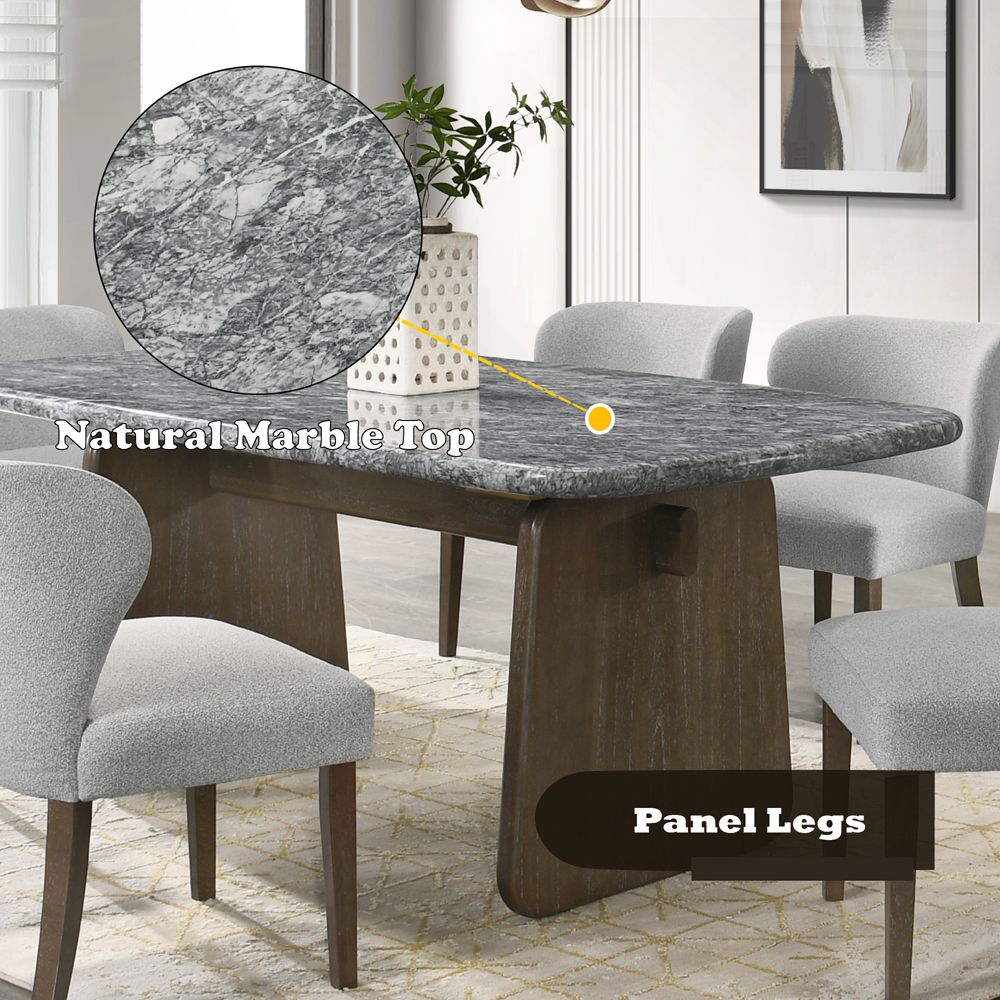 Dillon Dining Table w/Natural Marble Top – features callout