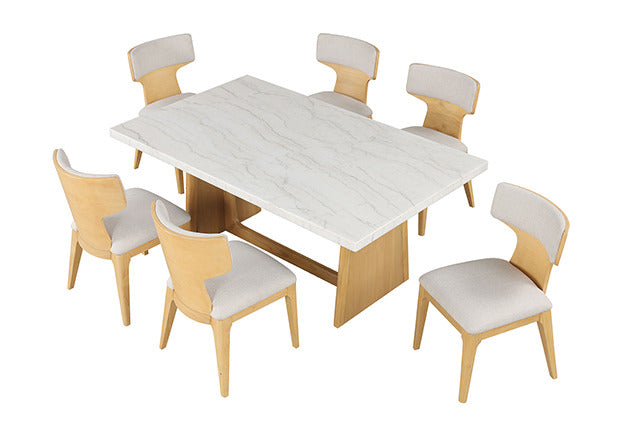 Caerwys 7 Pc Dining Table Set, Natural