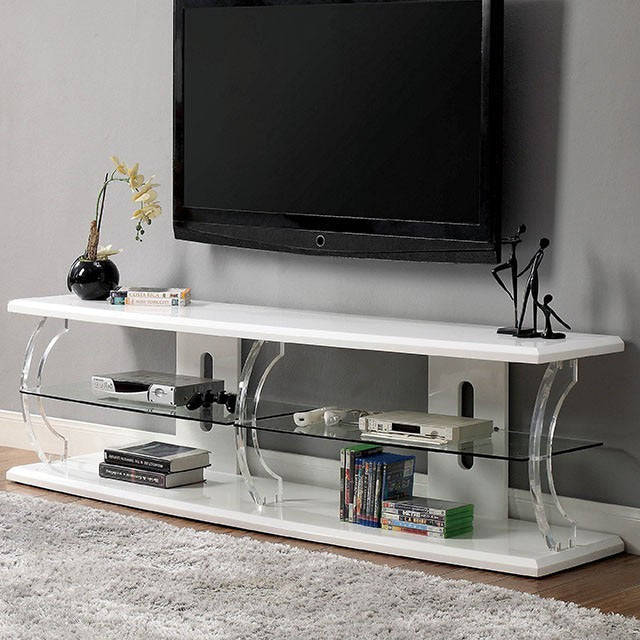 Ernst 60" Tv Stand, White/Clear