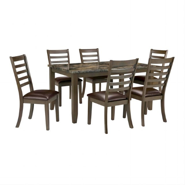 Adia 7 Pc. Dinning Table Set, Brown