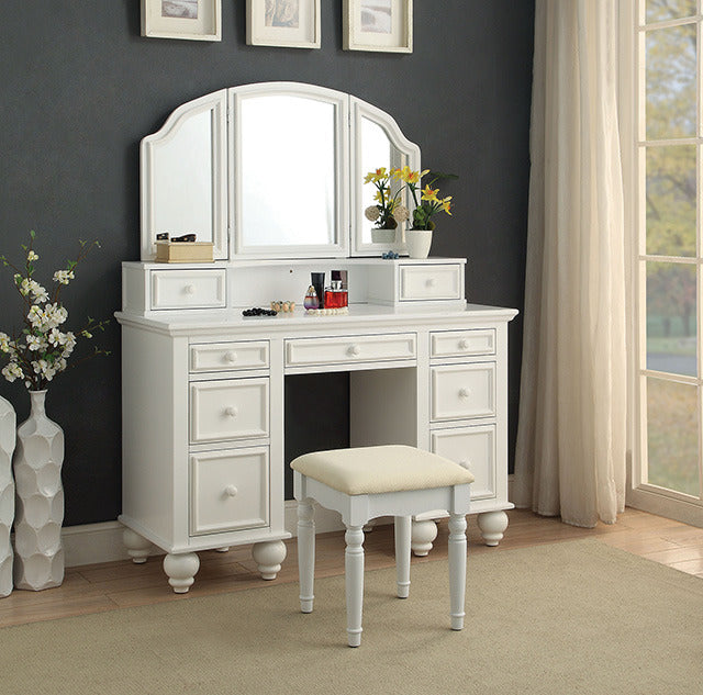 Athy Vanity W/ Stool, White