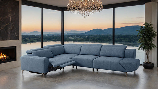 Melancton Power Sectional, Blue - view 8