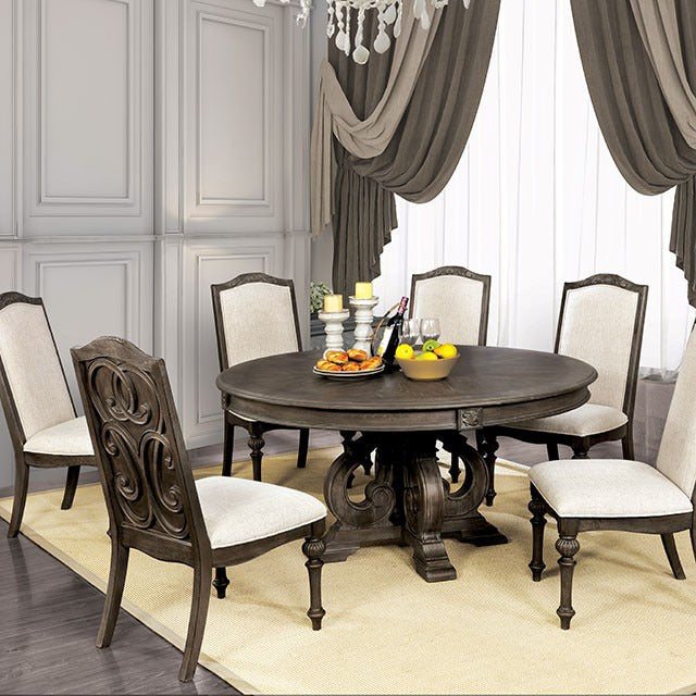 Arcadia 7 Pc Dining Table Set, Rustic Natural Tone/Ivory