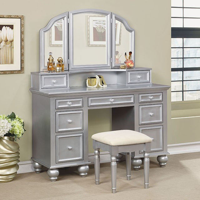 Athy Vanity W/ Stool, Silver