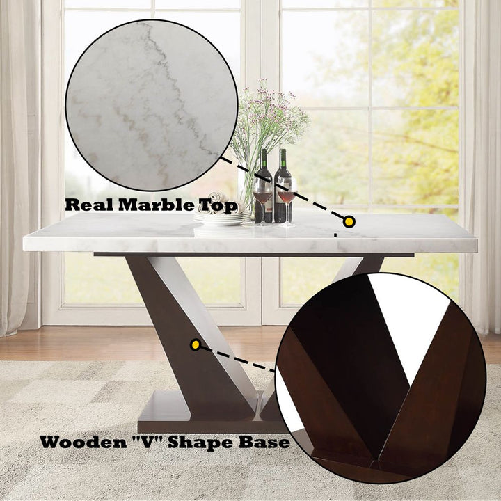 Forbes Dining Table W/Marble Top – features callout
