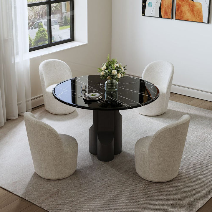 Kinton Round Dining Table w/Natural Marble Top – view 2