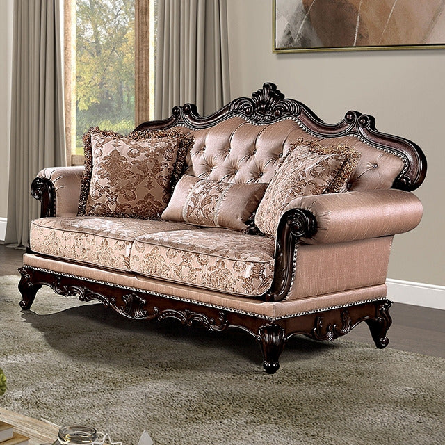 Veracruz Loveseat, Light Brown/Dark Cherry